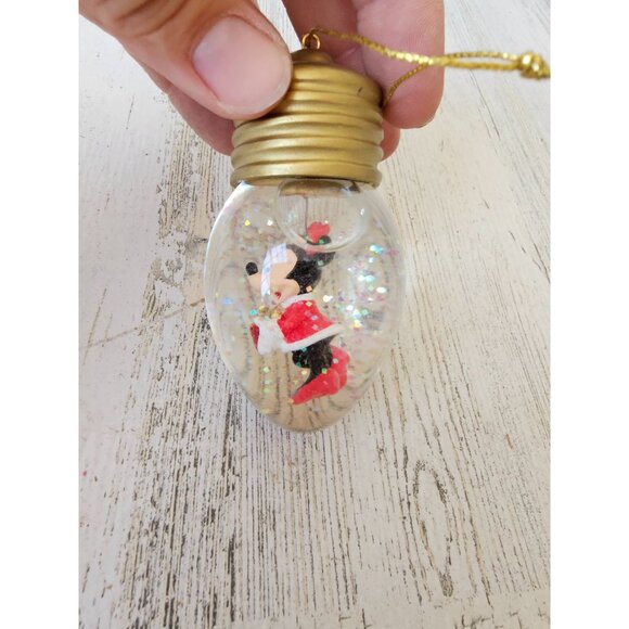 Minnie mouse bulb ornament snow globe glitter present Xmas tree - Picture 2 of 7
